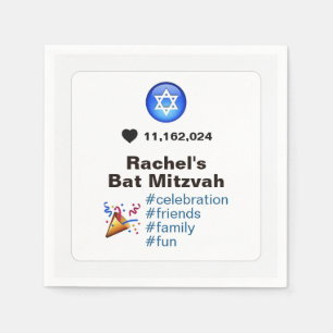 Social Media Emoji Bat Mitzvah or Bar Mitzvah Napkin