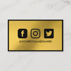Social Media Gold Foil Elegant Modern Business Card
