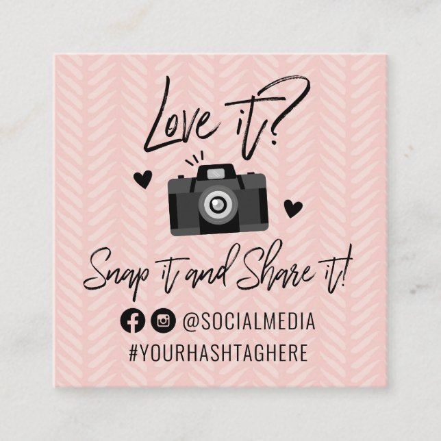 Social Media Hashtag Square Business Card (Front)
