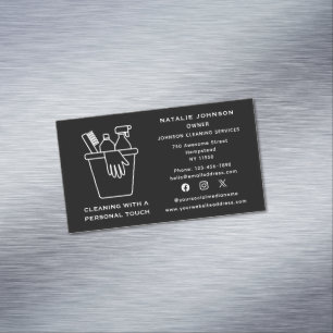 Social Media House Cleaning Services Janitorial Magnetic Business Card