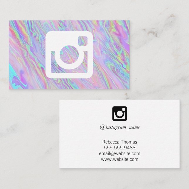 Social Media Icon | Holographic Iridescent Business Card (Front/Back)