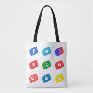 Social media icon tote bag