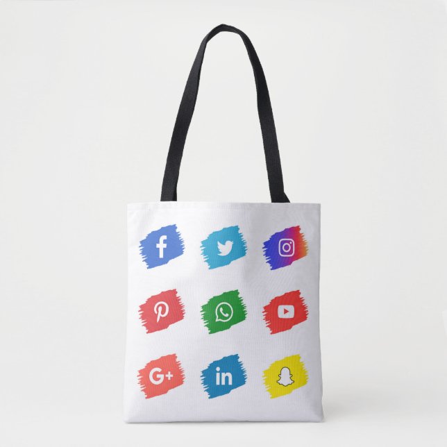Social media icon tote bag (Front)