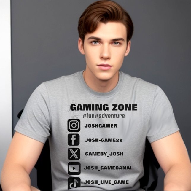 Social media icons promotional T-Shirt (Social media icons tee with your username to promote your internet content and increase engagement)