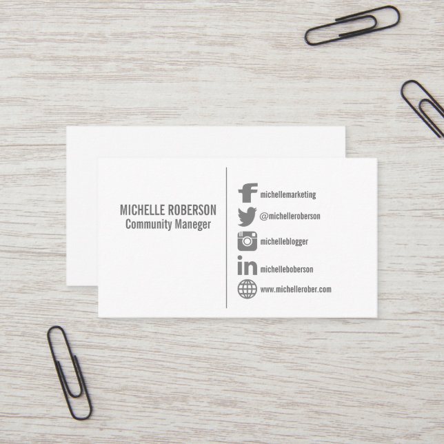 Social media icons template business card (Front/Back In Situ)