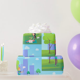 Social Media In The Park Wrapping Paper