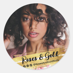 Social Media Influencer Beauty Brand Model Photo Classic Round Sticker