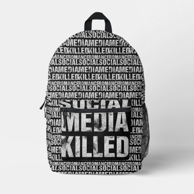 Social Media Killed Romance Printed Backpack (Front)
