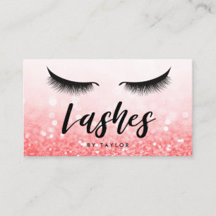Social Media Lashes Eyes Red Pink Glitter Business Card