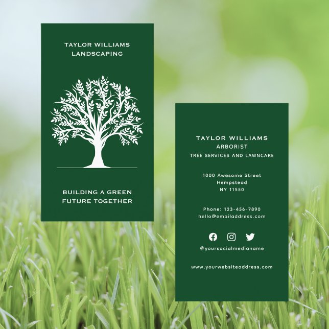 Social Media Lawn Care Tree Service Landscaping Business Card (Creator Uploaded)