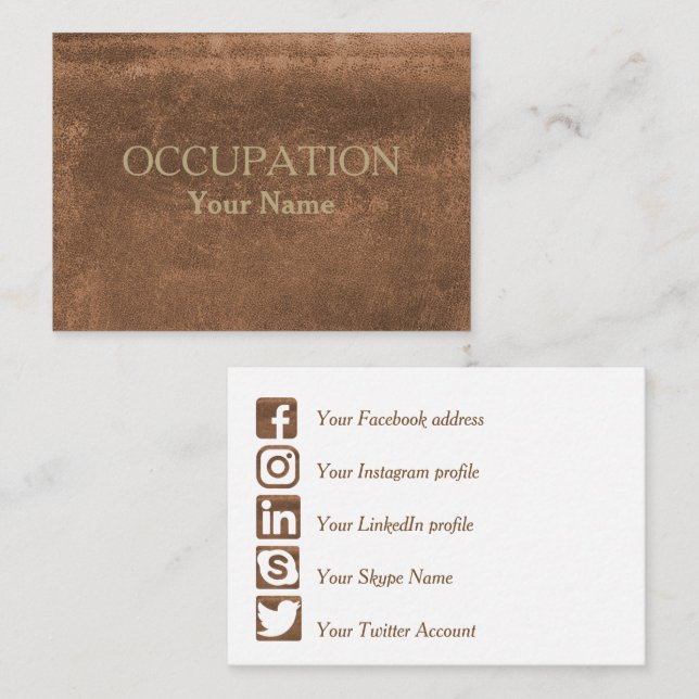 Social Media Leather Business Card (Front/Back)