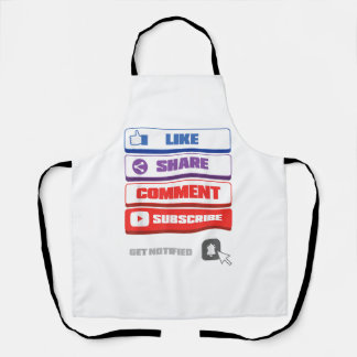 Social Media Like Share Comment Subscribe Vlogger Apron