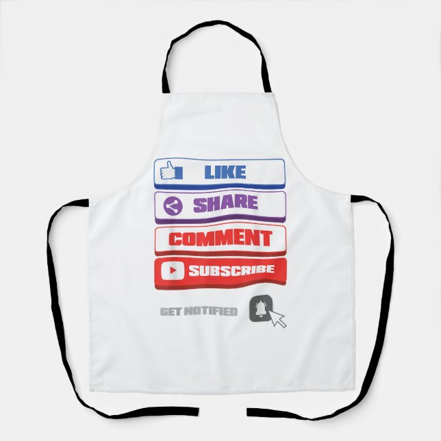 Social Media Like Share Comment Subscribe Vlogger Apron (Front)
