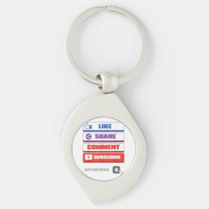 Social Media Like Share Comment Subscribe Vlogger Key Ring