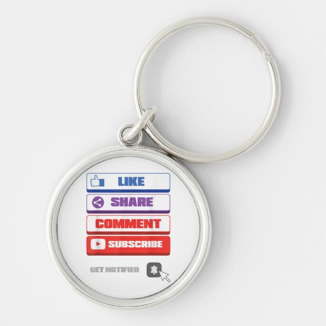 Social Media Like Share Comment Subscribe Vlogger Key Ring (Front)