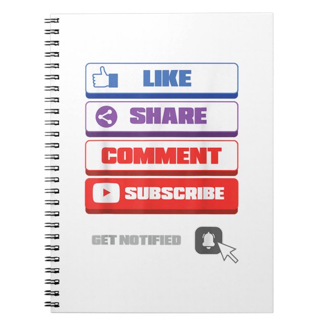 Social Media Like Share Comment Subscribe Vlogger Notebook (Front)