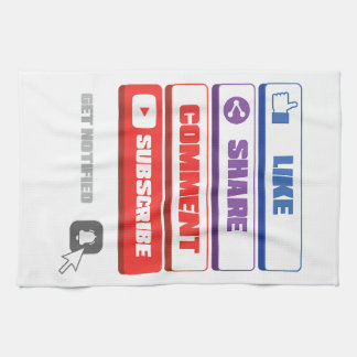 Social Media Like Share Comment Subscribe Vlogger Tea Towel