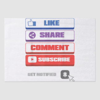 Social Media Like Share Comment Subscribe Vlogger Tissue Paper