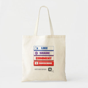 Social Media Like Share Comment Subscribe Vlogger Tote Bag