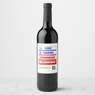 Social Media Like Share Comment Subscribe Vlogger Wine Label