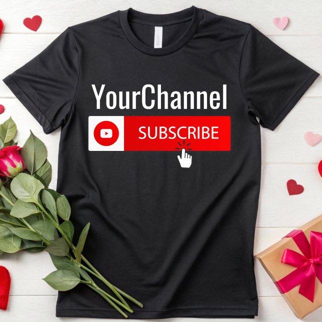 Social Media Like Subscribe Channel Name Youtuber T-Shirt (Creator Uploaded)