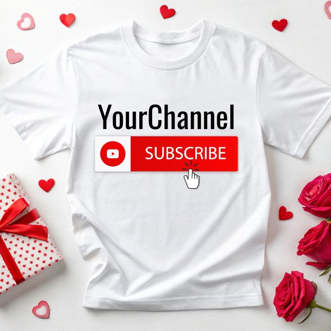 Social Media Like Subscribe Channel Name Youtuber T-Shirt (Creator Uploaded)