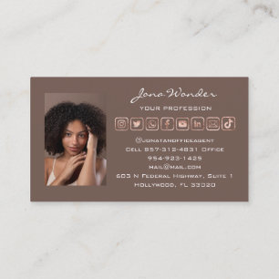 Social Media Logo Custom Photo QR Code Move Rose Business Card