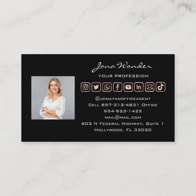 Social Media Logo Custom Photo QRCode TikTokTwitte Business Card (Back)