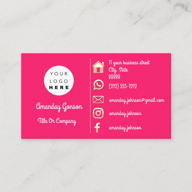 Social Media Logo Gold QR Code Address Insert (Front)