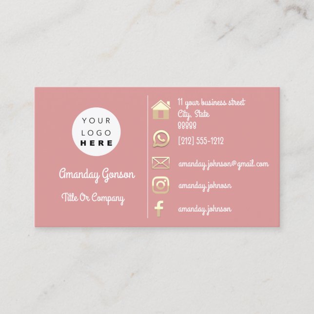 Social Media Logo Gold QR Code Custom Insert (Front)