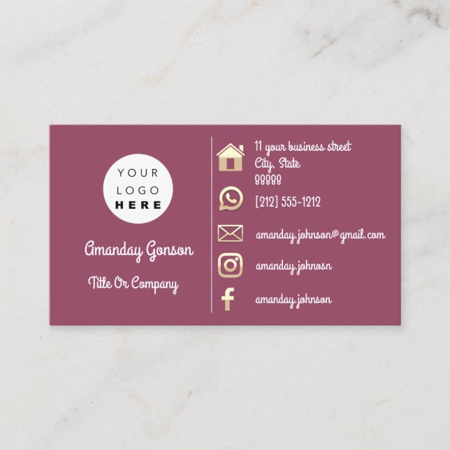 Social Media Logo Gold QR Code Insert Rose (Front)