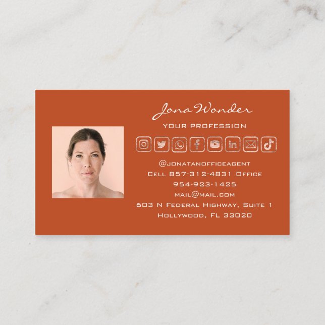 Social Media Logo Photo QR Code Blogger Rose  Business Card (Back)