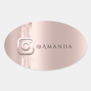 Social Media Makeup Glam Event Instagra Logo Oval Sticker