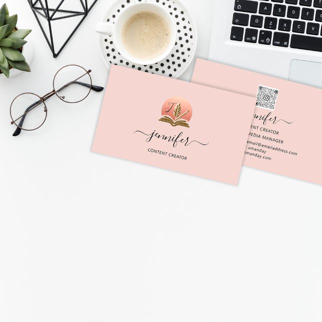 Social Media Manager Content Creator LogoQRMonogam Business Card (Social Media Manager Content Creator LogoQRMonogam Business Card)