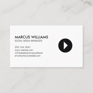 Social Media Manager Play Icon Business Card