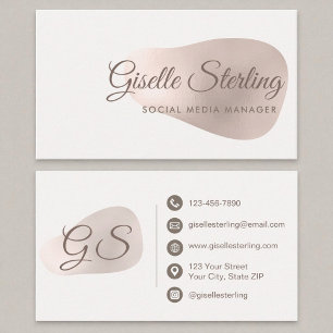 Social Media Manager Rose Gold Foil Blush Beauty  Business Card