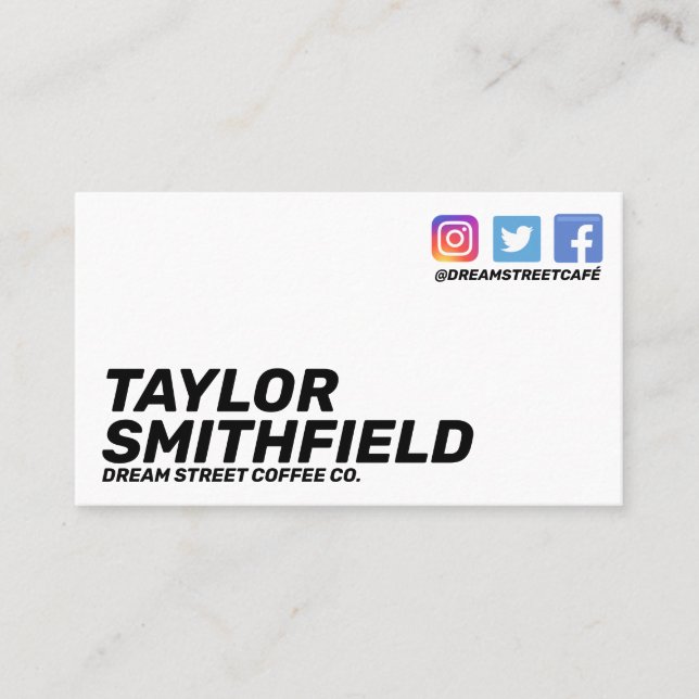 Social Media Modern Simple Business Card (Front)