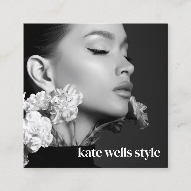 Social Media Networking Icons Photo Square Business Card (Front)