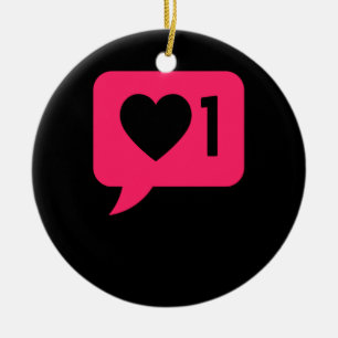 Social Media Notification Valentines Day Ceramic Ornament
