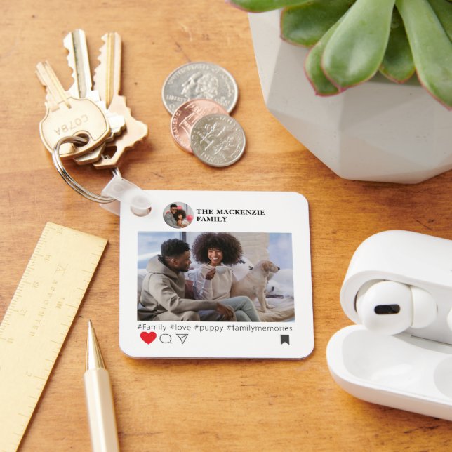 Social Media Novelty Photo and Text Template  Key Ring (Desk)