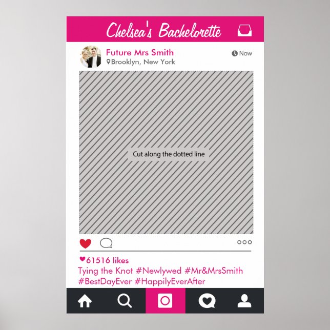 Social Media Party Frame Photo Booth Prop Poster (Front)