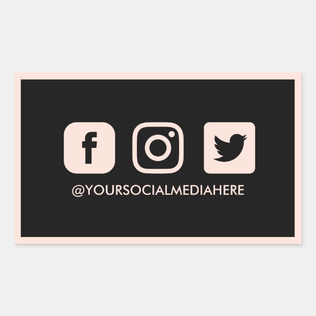 Social Media Pastel Pink Trendy Elegant Rectangular Sticker (Front)
