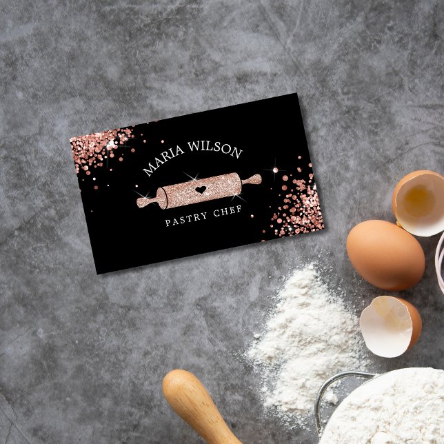 Social Media Pastry Chef bakery Rolling Pin Business Card (Creator Uploaded)