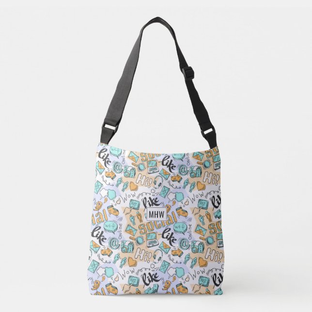 Social Media Pattern custom monogram bags (Front)