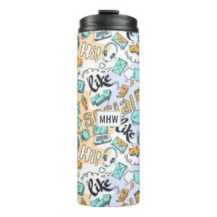 Social Media Pattern custom monogram tumbler