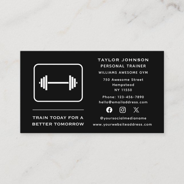 Social Media Personal Trainer Fitness Instructor Business Card (Front)