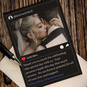 Social Media Post Photo Dark Mode Wedding Thank You Card