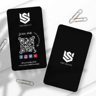 Social Media Profiles QR Code Logo Modern Simple Business Card