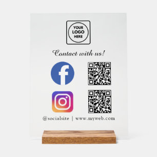 Social Media QR Acrylic Sign