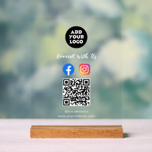 Social Media QR Code Acrylic Sign Fb Instagram